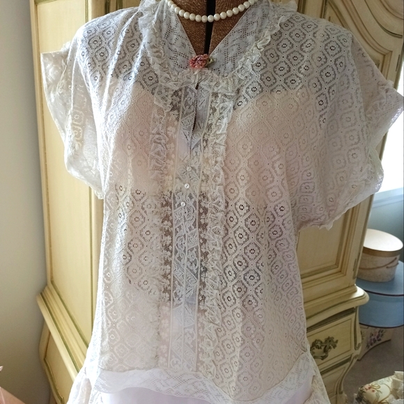 STUNNING, ANTIQUE EDWARDIAN TROUSSEAU LACE BLOUSE IN EXCELLENT CONDITION! - Picture 8 of 13